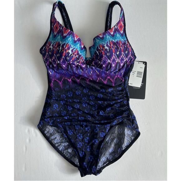 Miraclesuit NWT size 12 one-piece swimsuit Bella Alba Tummy Control Midnight - Picture 4 of 14